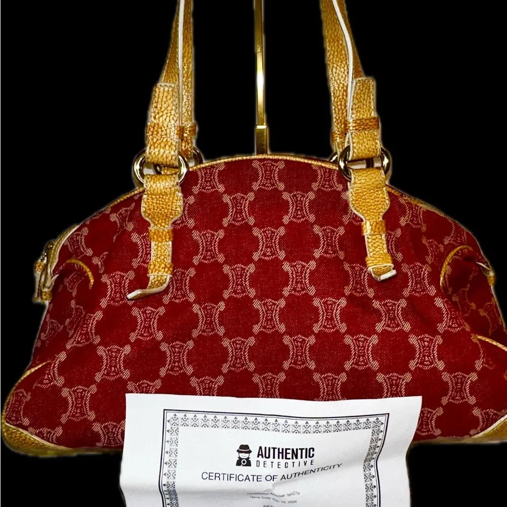 Celine Pink Denim Macadam Shoulder bag with Certificate of Authenticity - Picture 6 of 10